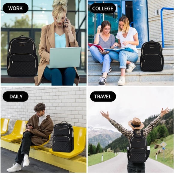 Empsign laptop backpack with USB port - dimensions in photos FLORAL pattern - Picture 6 of 7